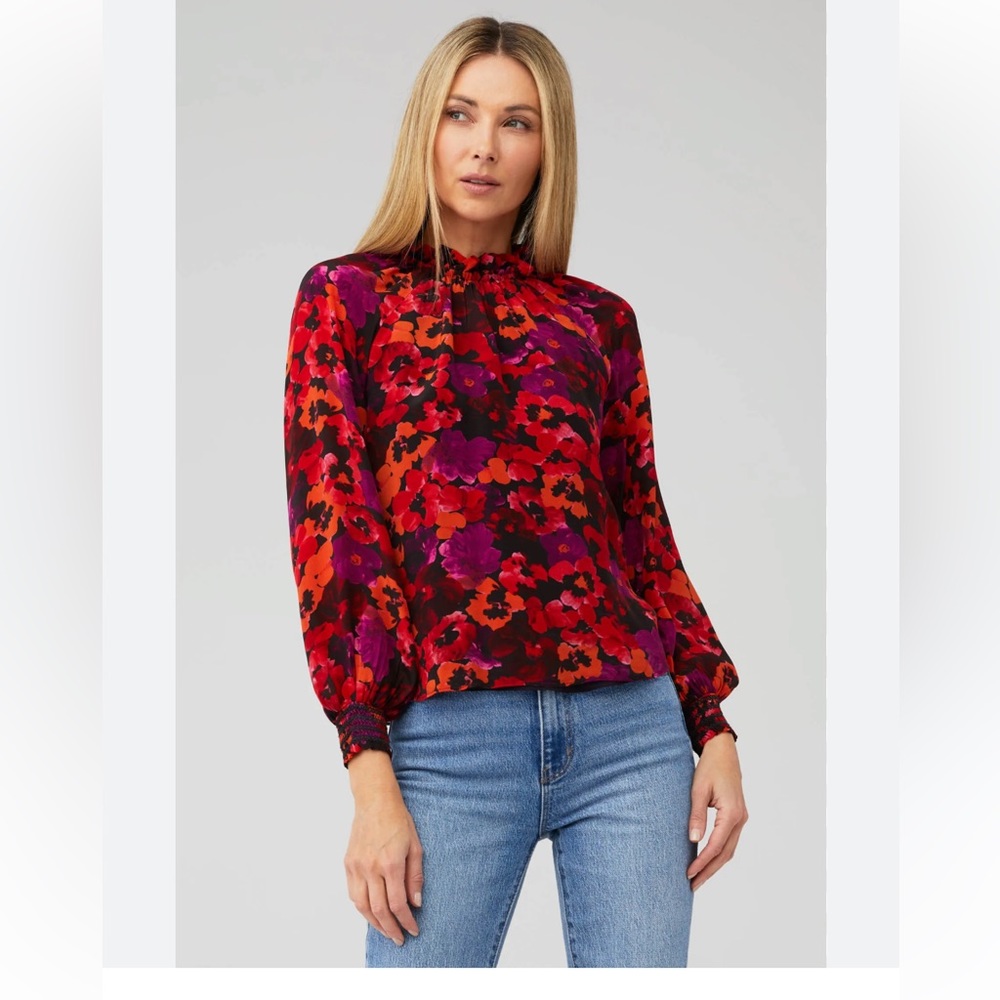 Saylor Beck Long Sleeve Floral Top Size L